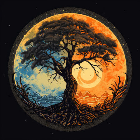 Halloween tree on the background of the full moon.の素材