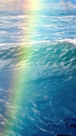 Rainbow in the sea as a background. Close-up.の素材