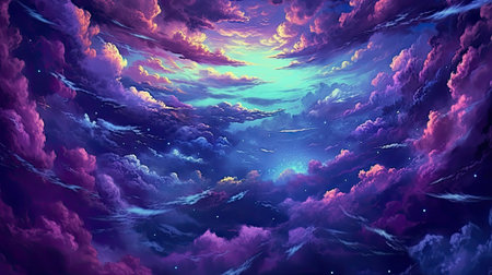 Fantasy space background with stars and nebula.の素材