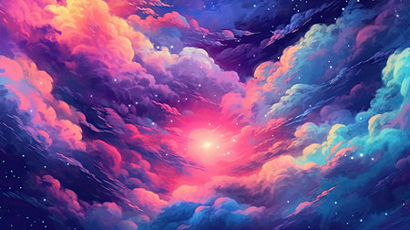 Fantasy space background with nebula and stars.の素材