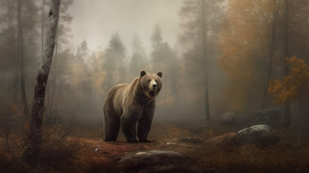 Grizzly bear in the autumn forest.の素材