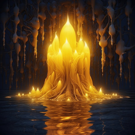 Fantasy Landscape with Trees and Fireの素材