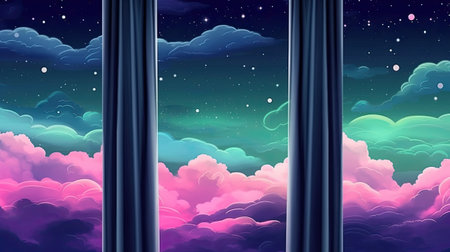 Night sky background with clouds and stars.の素材