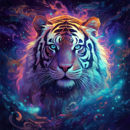 Tiger in cosmic space.の素材