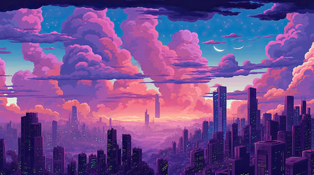 Fantasy city in the clouds. Futuristic cityscape.の素材