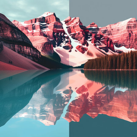 Mountains reflected in the lake.の素材