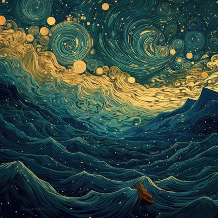 Sea wave background with golden sun.の素材