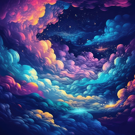 Fantasy clouds in the night sky.の素材