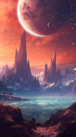 Fantasy alien planet. Mountain.の素材