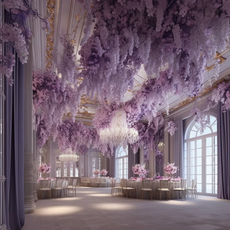 Wisteria in the interior of the restaurant.の素材