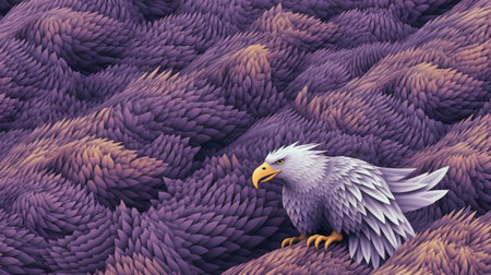 Eagle on a purple background.の素材