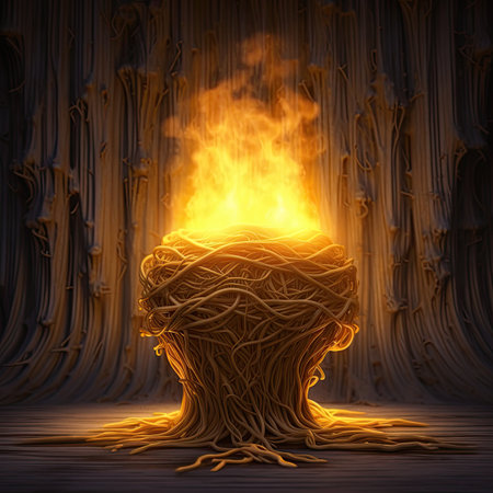 Burning fire in human headの素材