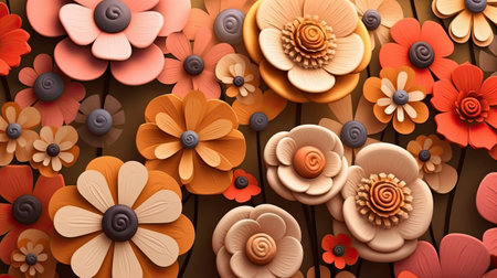 Paper flowers with brown background,の素材