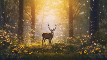 Beautiful wild deer in the forest.の素材