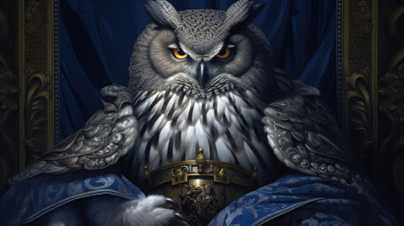 Owl with crown in the king's crown.の素材