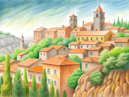 Watercolor villageの素材