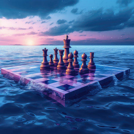 Chess battle in the sea.の素材