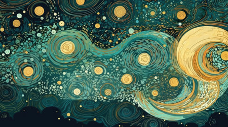Abstract background with blue and yellow circles.の素材
