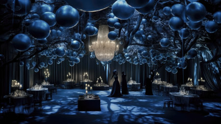 a beautiful night club with a lot of balloonsの素材