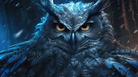 Owl in the night forest.の素材