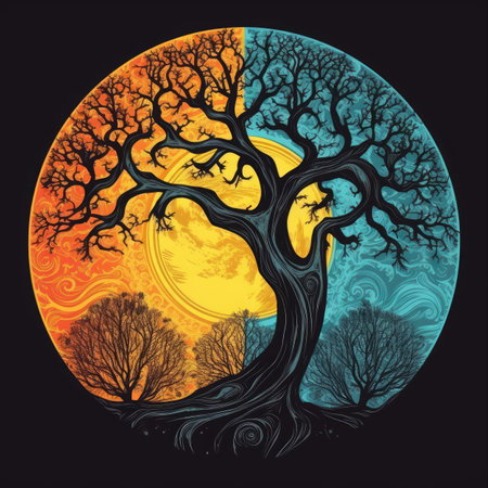 Halloween background with full moon and tree.の素材
