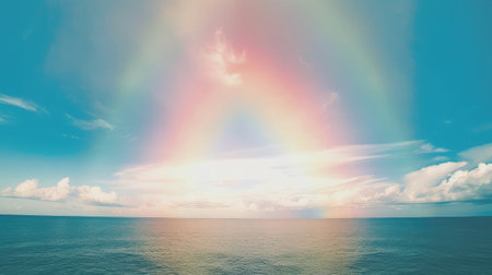 Rainbow over the sea and sky.の素材