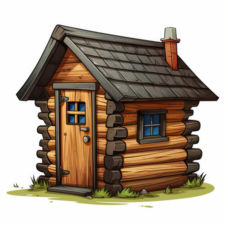 Wooden house on a white background.の素材