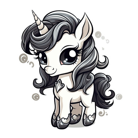 Cute little unicorn. Vector illustration. Isolated on white background.の素材