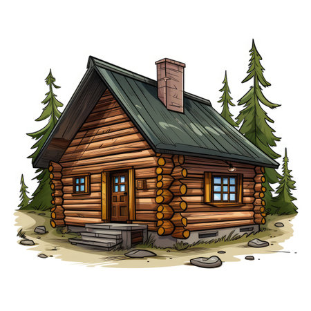 Wooden log cabin in the forest.の素材