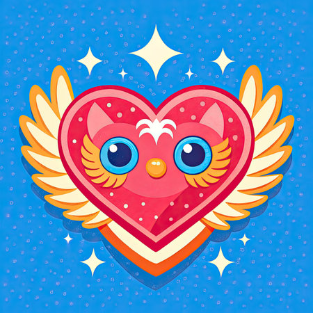 Lovely cartoon owl. Valentine's day card.の素材