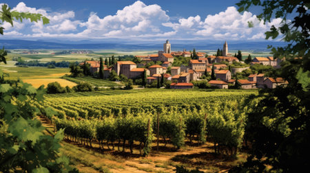 Panoramic view of the vineyardsの素材