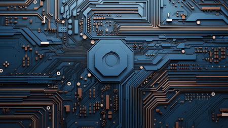 Circuit board close-up. Technology backgroundの素材
