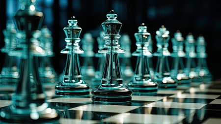 Chess pieces on the chessboard, business concept of leadership and successの素材