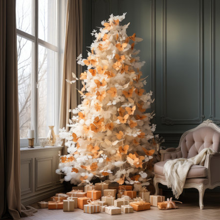 Beautiful Christmas tree in classic interiorの素材