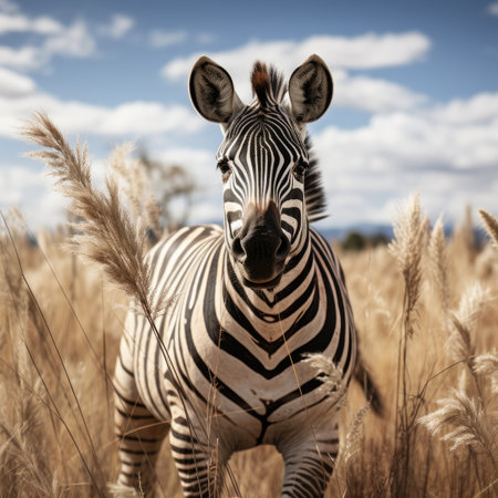 Zebra in the grasslandの素材