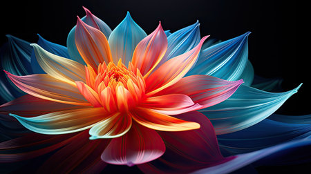 Colorful dahlia flower on black background.の素材