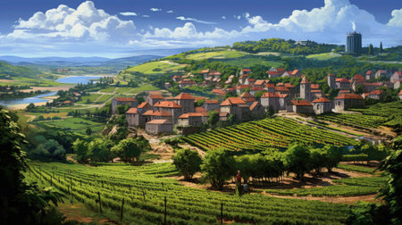 Panoramic view of the vineyardsの素材