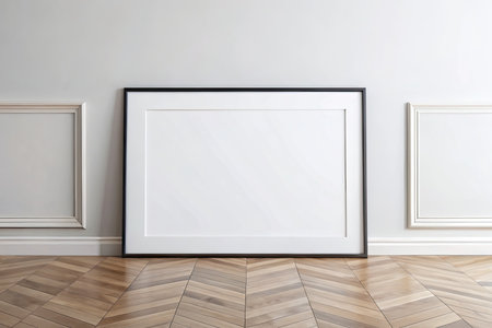 interior of modern living room with blank picture frame on the wallの素材