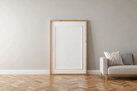 Mock up poster frame in interior backgroundの素材