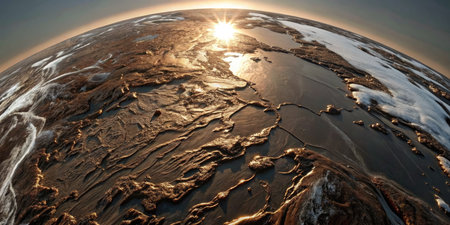 Sunset over the planet Earth.の素材