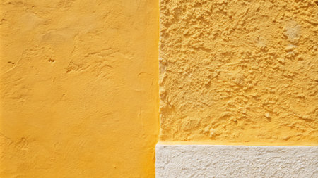 Yellow wall with white stucco texture. Abstract background and texture for design.の素材