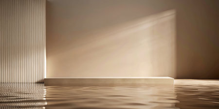 beige podium in the room with lighting effectの素材