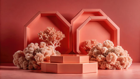 abstract minimal geometric forms. Glossy podium for your design, product presentation.の素材