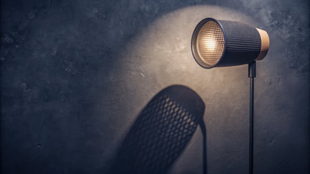 Studio microphone on a dark background. The concept of music and sound.の素材