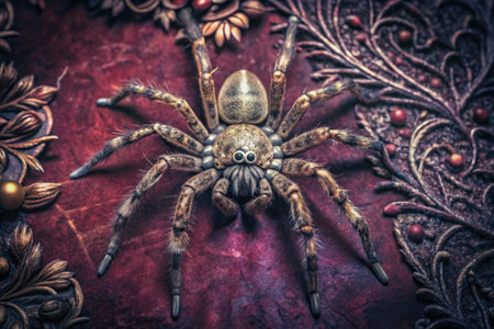 Close up of tarantula spider on vintage background.の素材