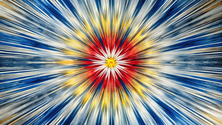 abstract blue and red background texture with radial, radiating, converging linesの素材