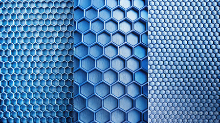 Blue hexagon pattern background.の素材