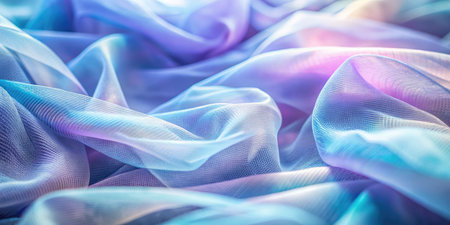closeup of blue silk fabric texture background, abstract wavy foldsの素材