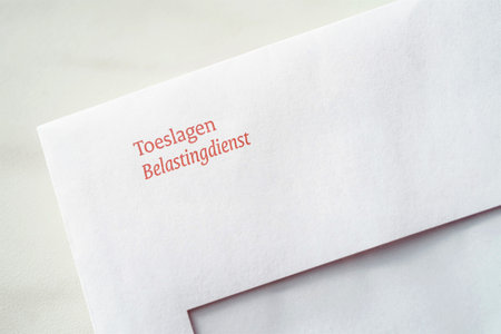 The Hague, The Netherlands: Envelope from the Dutch tax authorities (In Dutch: De Belastingdienst)...