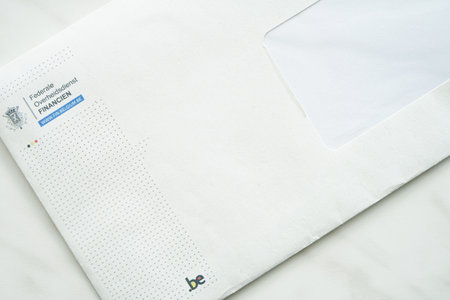 Brussels, Belgium - May 29th 2022: Official enveloppe of the Belgian tax authorities Belastingdienst in Belgianのeditorial素材
